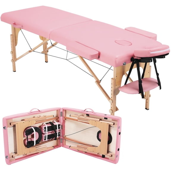 Lash Extension Table Portable Foldable Massage Bed Adjustable Height for Home Spa Salon Clinic with Storage Bag, Pink