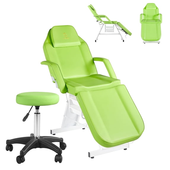 Lash Extension Table,Tattoo Facial Chairs with Stool,Eyelash Tech Chair,Massage Bed,Spa Salon for client,silla de tatuaje,Adjustable Professional Beauty Salon Equipment 73 Inch,Green