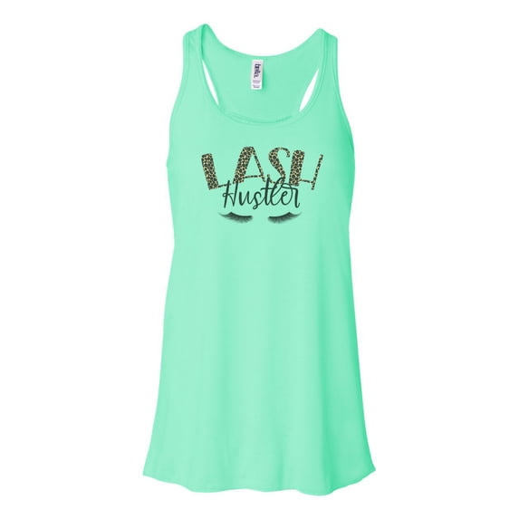 "Lash Hustler, Lash Tank, Racerback, Soft Bella Canvas, Lashes, Ladies Tee, Gift For Her, Sublimation Tee, Eye Lash Shirt, Eye Lashes, Tank, Mint , EXTRA SMALL"