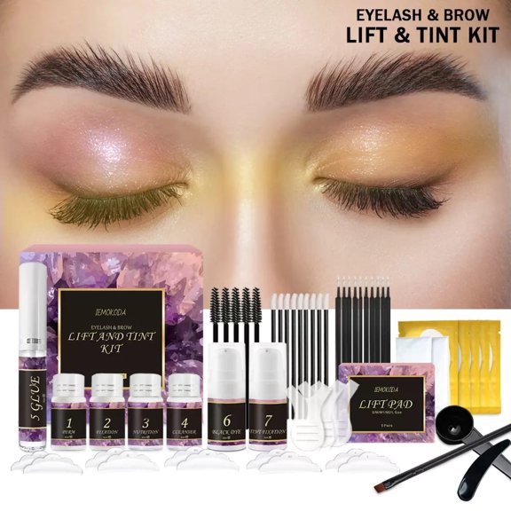 Lash Lift Kit and Brow Lamination Kit with Black Tint, Professional Eyelash Perm Kit & Eye Lash Dye, Sensitive Formula for 8 Weeks Long Lasting Results, DIY Home Use & Salon, Full Tools Included