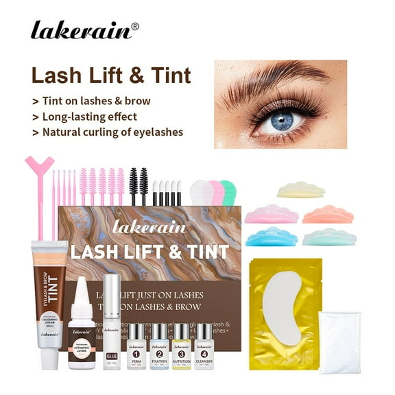 Lash Lift Kit, Brown Lash Tint Kit - Eyelash Perm Kit with Detailed Instruction - Easy for Beginner and Professional Eyelash Curling Lash Extension Set - Semi-Permanent Salon-Quality Lashes Lift