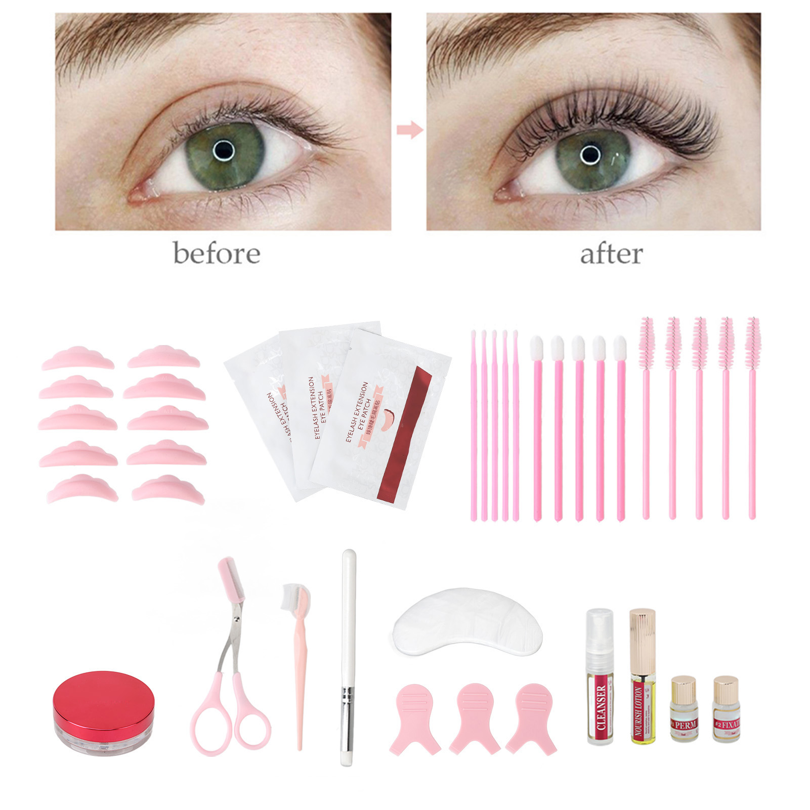 Lash Sachet Kit, 2 In 1 Mild 22ml Liquid Professional Lash Brow Perm