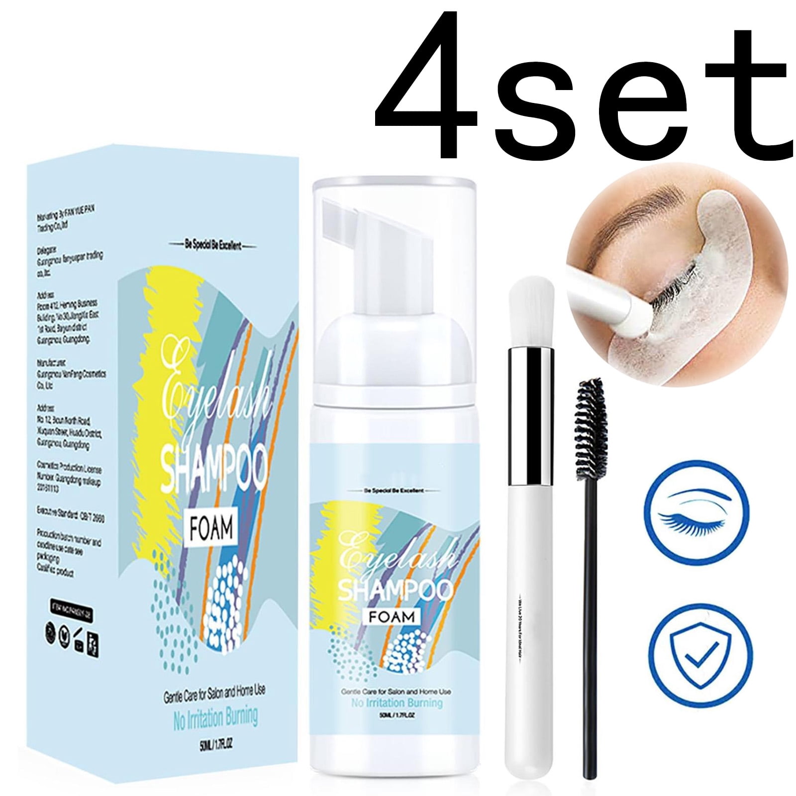 Lash Shampoo,Eyelash Extension Cleanser,Eyelash Cleanser For Extensions,Lash Cleaning Kit,Lash Shampoo Kit,Lash Cleaner,Eyelash Shampoo For Lash Extensions(4set 50ml/1.69fl.oz)from Biweutydys