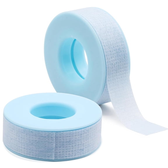 Lash Tape for Eyelash Extensions Blue Eyelash Tape for Extensions Sensitive Silicone Gel Easy Tear Breathable Medical Microporous Eyelash Extension Tape (0.49in 3.9yd, 2 Rolls)