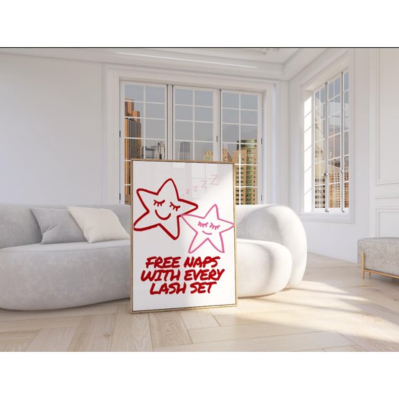 Lash Tech Free Naps Wall Art Print, Unframed Paper Poster 8x10in