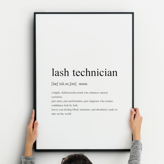 Lash Technician Definition Wall Art Print, Unframed Paper Poster 8x10in