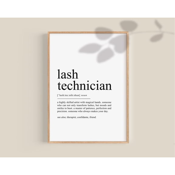 Lash Technician, Lash Technician Definition Poster, Lash Salon Decor, Lash Artist, Lash Tech, Beauty Salon UNFRAMED Poster, Wall Art for Decor, Present, 8x12