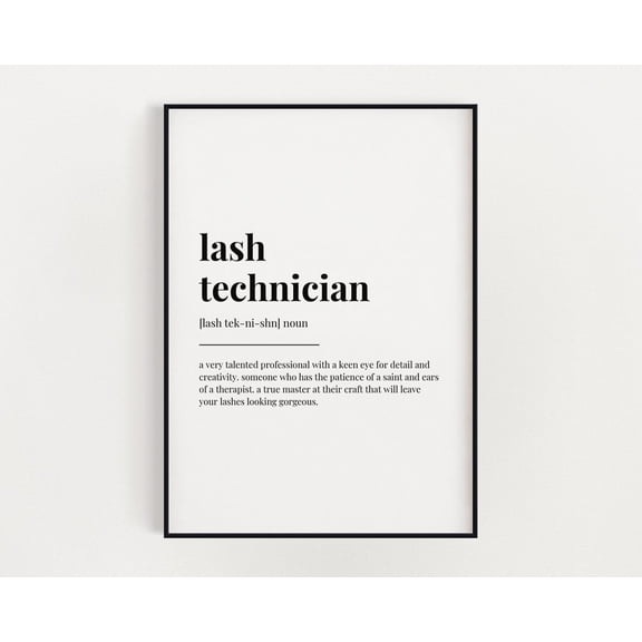 Lash Technician Meaning Print, Wall Art, Lash Technician, Salon Decor, Definition Print, Print Home Decor #3370, Unframed Canvas Size 12x18