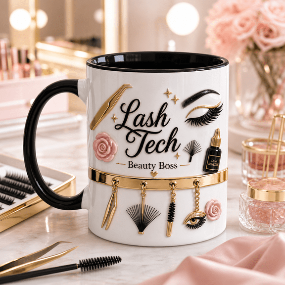 Lash Technician Mug 3D Effect Beauty Boss Cup, Lash Tech Gift for Salon Pros