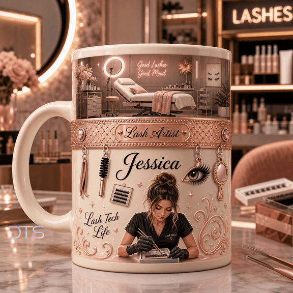 Lash Technician Mug Personalized Name Gift for Lash Artist Coffee Cup