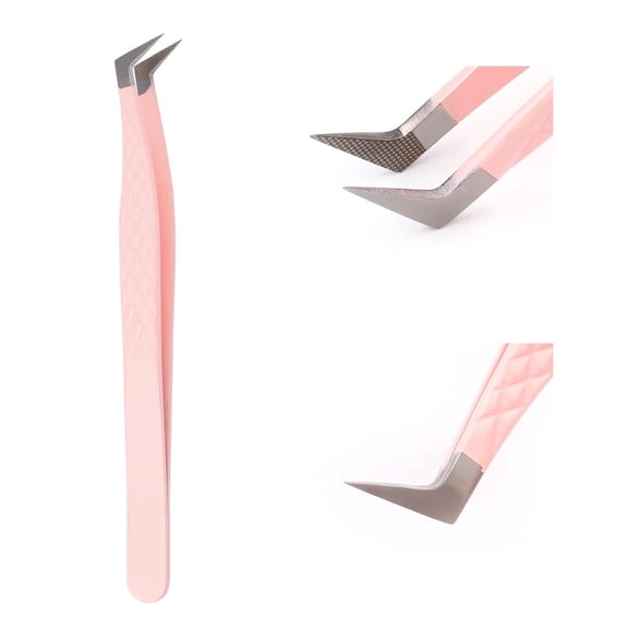 Lash Tweezers for Eyelash Extensions for Volume and Lighter Mega Volume Fans Professional Precision Stainless Steel Lash Extension Tweezers Curved Boot Angled Tips