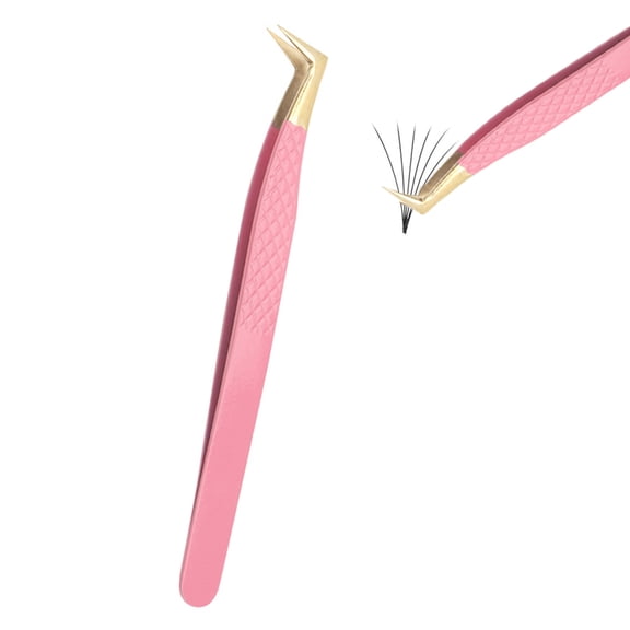 Lash Tweezers Non-Slip Tip Volume Curved Boot Angled Tips Tweezers For Light or Mega Volume Fans Lash Extension Tweezers Lash Applicator Tool