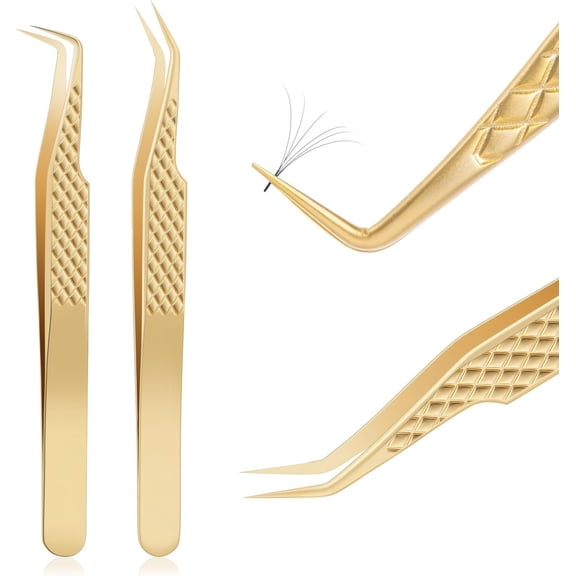 Lash Tweezers Set, Pack of 2 Eyelash Extension Tweezers, Tweezers for Classic, Volume & Volume Lashes, Lash Extension Supplies, Lash Artist -Have Tools (, 2 Pack)