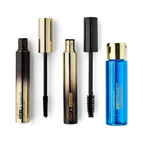 LashTech Day & Night by Jerome Alexander, 3 Piece Volumizing Mascara Set Includes Day & Night Mascara Duo Plus Eye Makeup Remover
