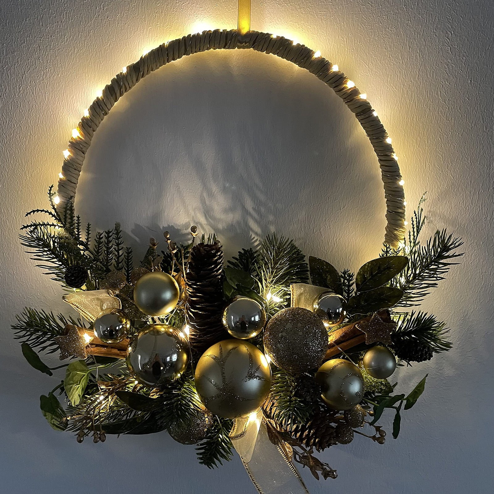 Lashall Advent Wreath Door Wreath Christmas Wreath With LED Lights