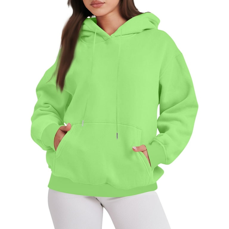 Neon green hoodie women's top