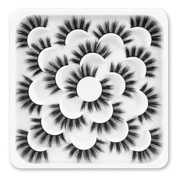 Lashes 10 Pairs Natural Fluffy False Eyelashes Soft Wispy Lashes 3D Faux Mink Lashes Pack
