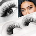 thumbnail image 1 of Lashes 100% Real Mink 3D luxurious False Eyelashes Hand-made Natural Long Cross False Lashes for Makeup 1 Pair Pack (No.A11), 1 of 7