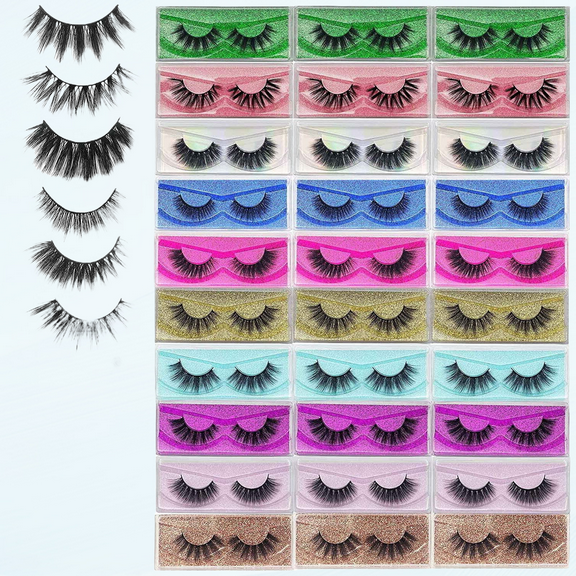 Lashes Bulk Christmas Gifts Mikiwi 30 Pack Eyelashes, 12-20mm 5D Fake Mink Eyelashes Wholesale, Fluffy Natural Volume Eye Lashes, Individual Package Faux Mink Lashes Wholesale