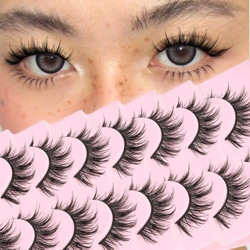 Lashes Eyelashes Manga Spiky False Eyelashes Crisscross Wispy Lashes Soft 8D Effect Korean Lash with Band 8 Pairs Pack ()