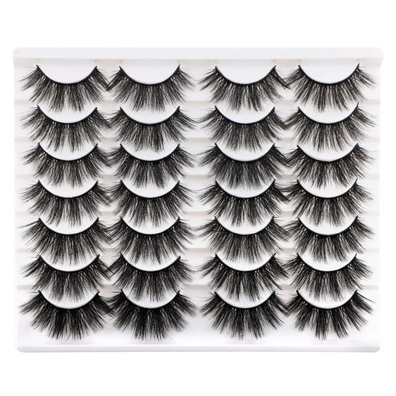 Lashes False Eyelashes Dramatic 20MM Faux Mink Lashes Pack 14 Pairs Wispy Long Thick Fluffy Strip Eye Lashes Multipack