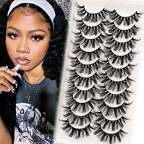 Lashes Fluffy Wispy Faux Eyelashes Criss- False Lashes 10 Pairs Pack Eyelashes for Women (6D23)