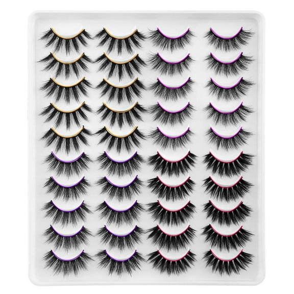 Lashes Mink Natural Look Cat Eye Wispy False Eyelashes Think Volume Long Fake Eye Lashes Pack 3D Strip Faux Mink Eyelashes 14 Pairs