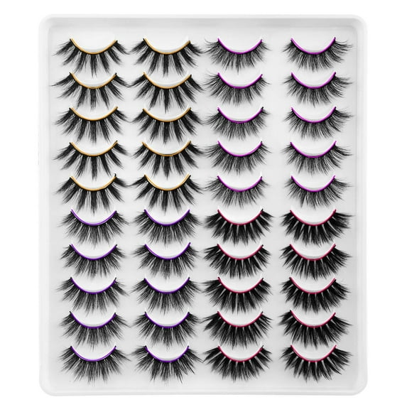 Lashes Mink Natural Look Cat Eye Wispy False Eyelashes Think Volume Long Fake Eye Lashes Pack 3D Strip Faux Mink Eyelashes 14 Pairs
