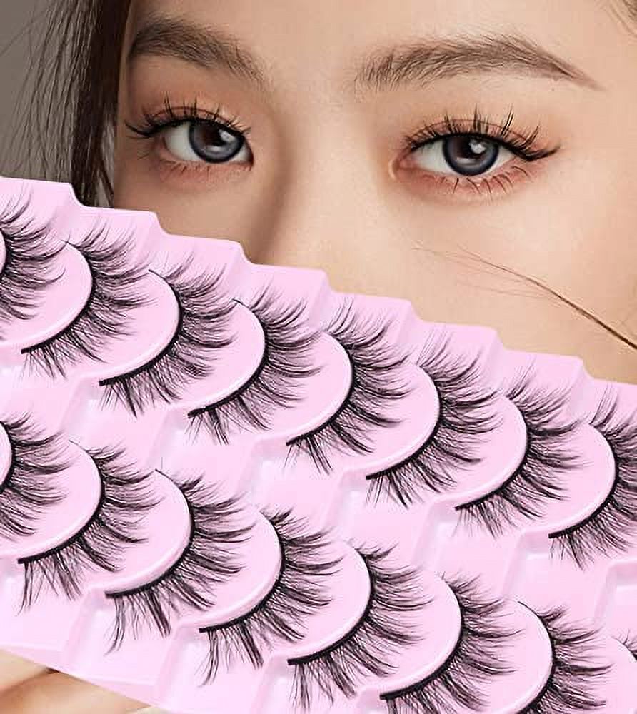 Lashes Natural Look False Eyelashes Fluffy Wispy Lashes Manga 12mm Short Natural Fake Lashes