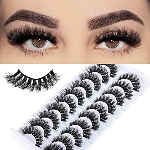 Lashes Short Fluffy Eyelashes Wispy  Eyelash Pack Full Volume Lash Strips 10 Pairs Wispies  Strip Lashes  Look False Eye Lash Russian Looking for Everyday Makeup (Z03)