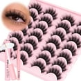 thumbnail image 1 of Lashes Spiky Manga Lashes 14 Pairs Anime False Eyelashes 8D Wispy Eye Lashes Kit with Lash Glue and Lash Tweezers Natural Soft Fake Eyelashes (Cutes), 1 of 14