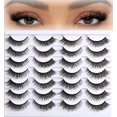 thumbnail image 1 of Lashes Volume Mink Eyelashes 14 Pairs Cateye Lash Strips Wispy Cat Eye Lashes Natural Look Short Thick Fluffy False Strip Eyelash Full Small Fake Lashes Pack Black Pestañas Postizas for Women, 1 of 12