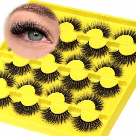 Lashes Wispy Eyelashes 12 Pairs Look False Eyelashes Soft Lashes Strips (Dopamine Yellow)