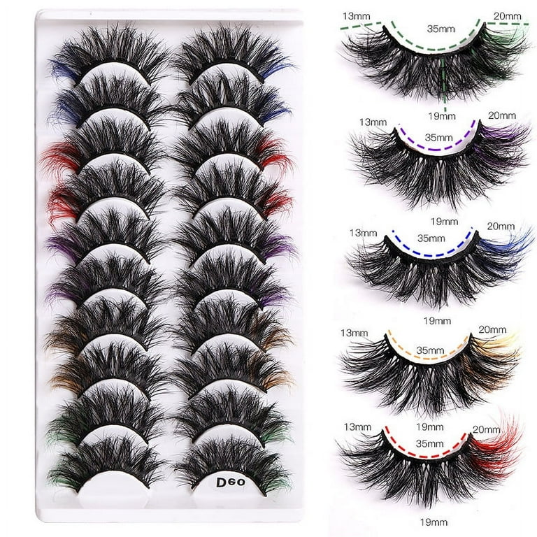 Lashes with Color D Curl Colored Fake Eyelashes Fluffy Cat Eye