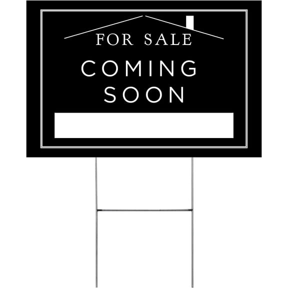 Coming Soon Real Estate Sign for Home 12 x 18 Yard Sign with H Frame Stake Home for Sale Coming Soon Open House Realtor For Sale by Owner Classy White Minimalist Modern