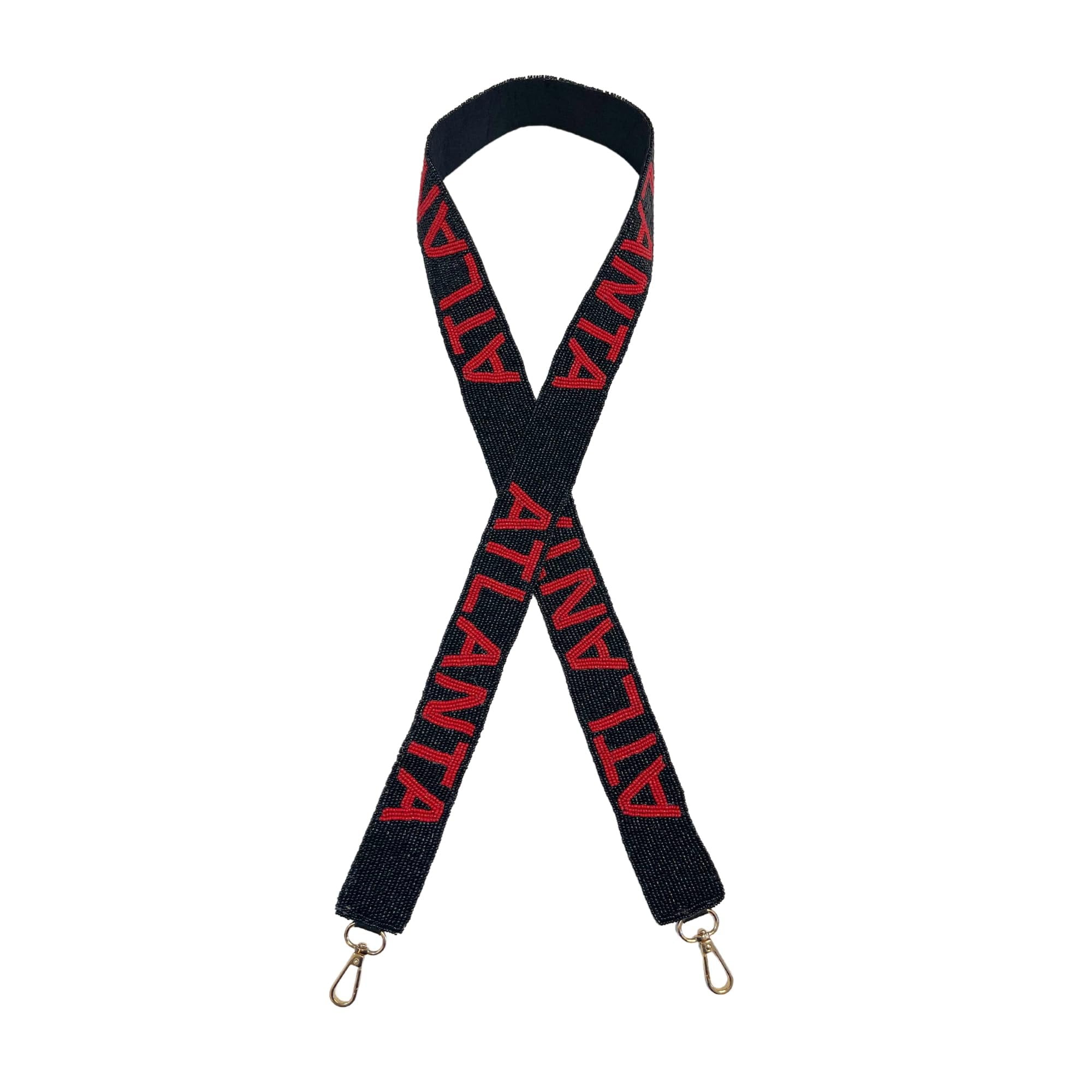 Lashicorn Atlanta Black Beaded Purse Strap Red Letters 49 Pro Football Stadium Approved Clear Bag Falcon Gold Hardware Sports College South Conference