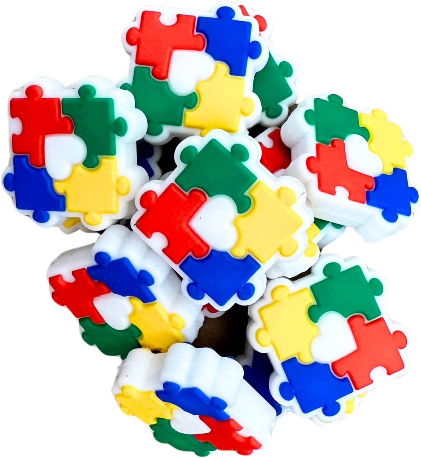 Lashicorn Autism Awareness Puzzle Silicone Focal Beads 12 Pc Pack ASD ...