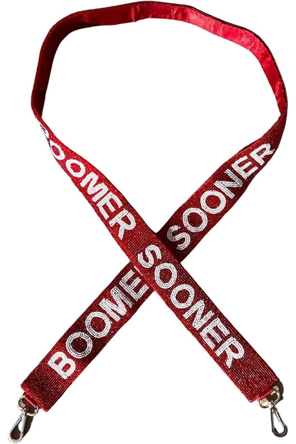 Beaded Purse Strap Oklahoma Crimson and White College Game Day Clear Handbag Replacement Strap Stadium Football University 49 Gold Hardware Clips