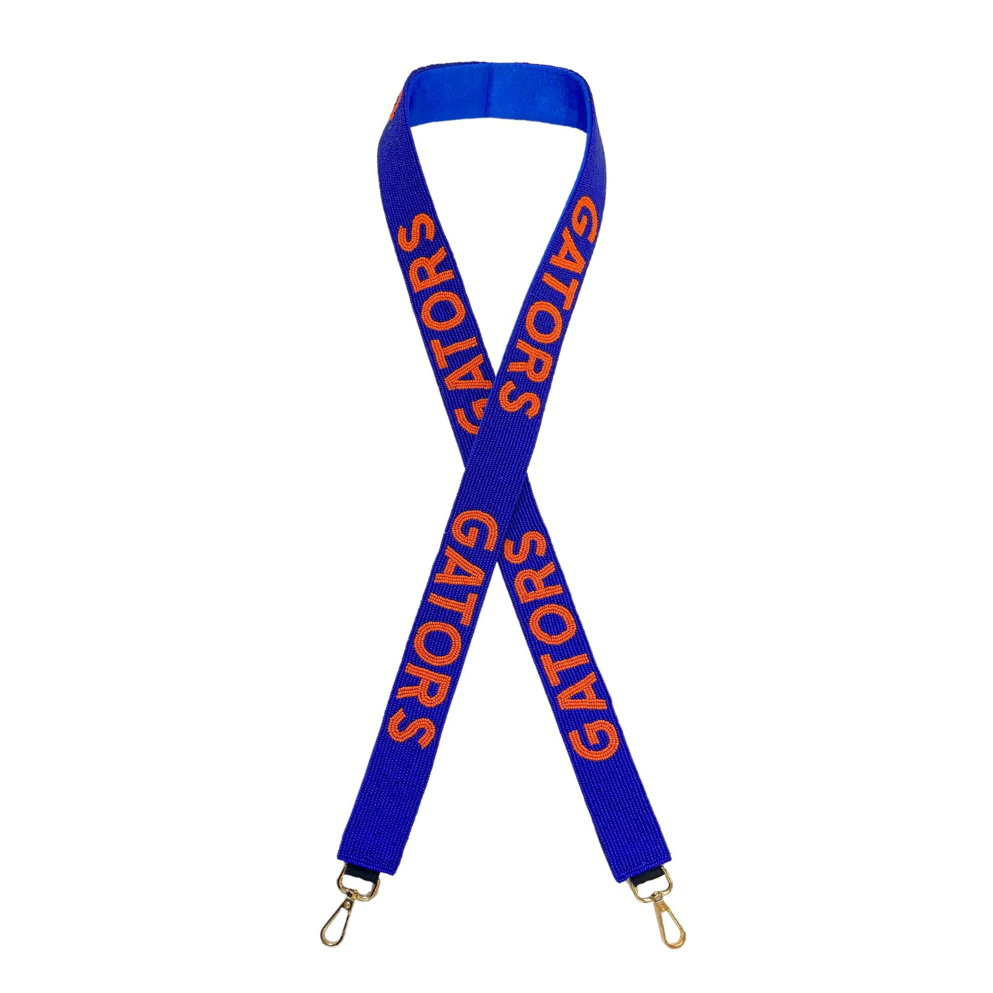 Lashicorn Blue with Orange Letters Beaded Purse Strap 49 for Clear Stadium Bag Florida Fans Game Day Football State Gold Clasp