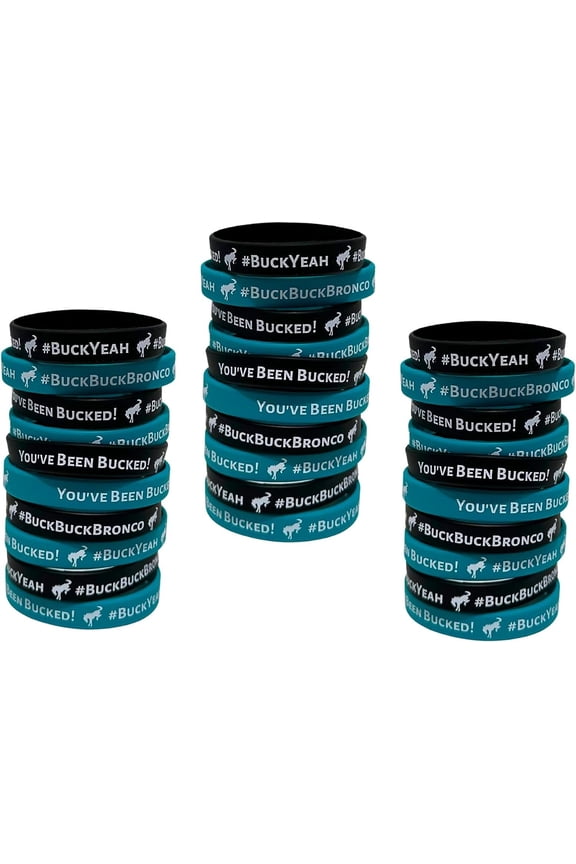 Buck Buck Bronco Rubber Horse Silicone Bracelets  30 Pk Mixed Black & Blue Bulk for Youve Been Bucked add to Cards and Tags or Horse Ducks Bucking Cars Game