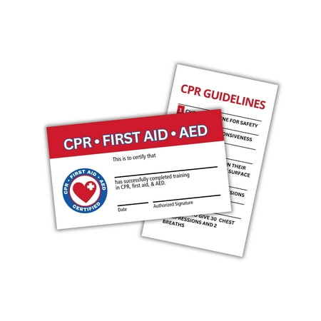 Lashicorn CPR and First Aid AED Certification Cards 30 pk 2x3.5 Wallet Sized Business Paper Quick Reference Guide Fill Out Name Training Certificate