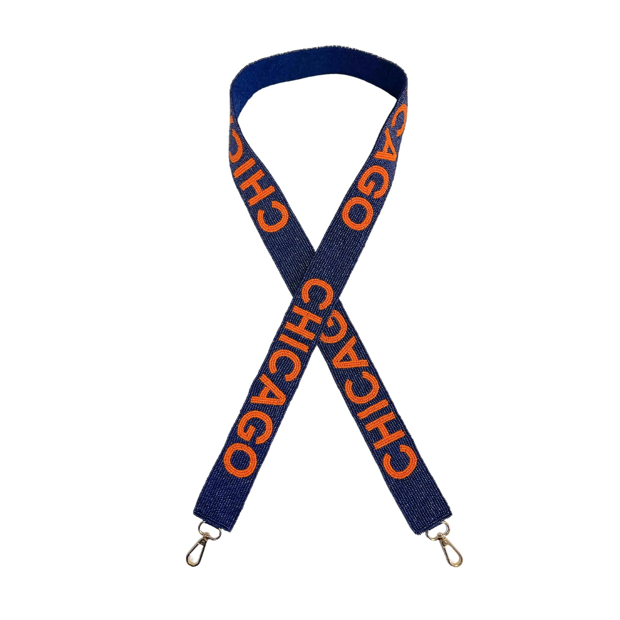 Lashicorn Chicago Navy Blue Beaded Purse Strap Orange Letters 49 Pro Football Stadium Approved Clear Bag Bear Gold Hardware Sports Illinois