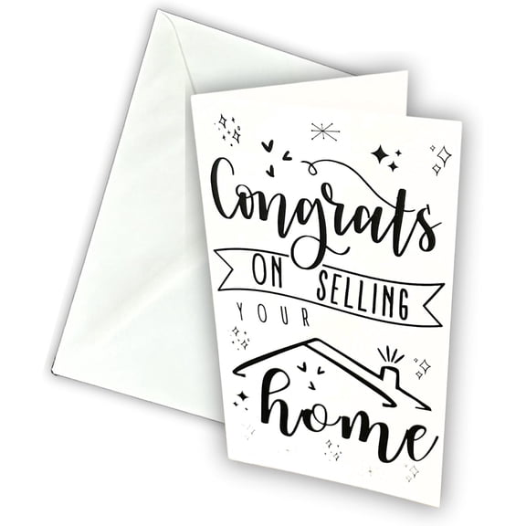Lashicorn Congrats on Selling Your Home Realtor Greeting Note Cards with Envelope 25 pk 4.25x7 White House Shaped Home Anniversary Referral Marketing Door Hanger