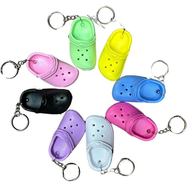 Lashicorn Croc Keychain with Holes for Gibbitz 8 Pack Bulk Shoe Mini Charm Accessory Mini Croc Party Favor Gag Gift White Green Blue Yellow