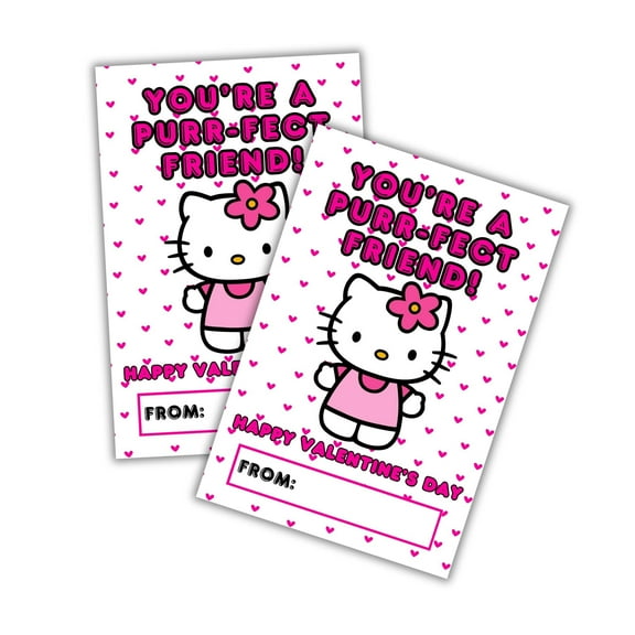 Lashicorn Cute Kitty Valentines Day Class Cards  30 pack 4x6 inches for Kids School Hello Girls Japanese Cat Character Cards Youre a Purr-fect Friend Anime