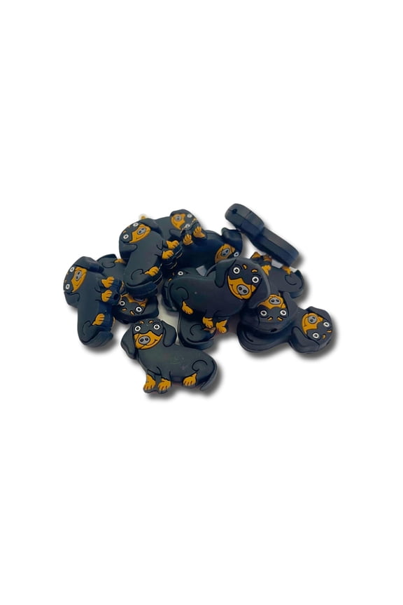 Dachshund Weiner Dog Silicone Focal Bead  12pk Kit Bulk for Freshie Hangers Animal Lover Organizer Supplies Wristlet Keychain Beadable Pens