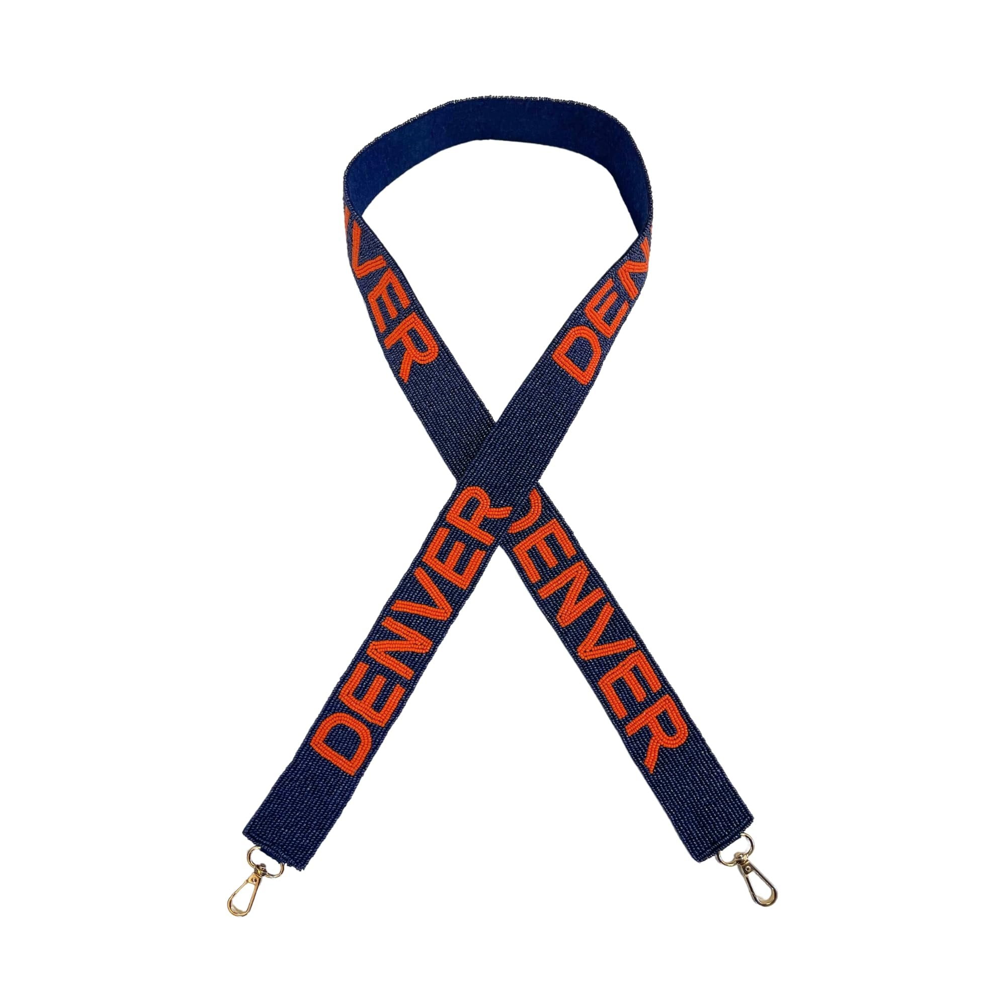 Lashicorn Denver Blue Beaded Purse Strap Orange Letters 49 Pro Football Stadium Approved Clear Bag Bronco Gold Hardware Sports College Colorado