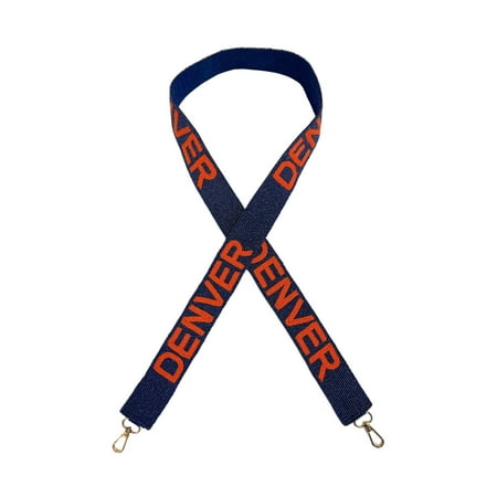 Lashicorn Denver Blue Beaded Purse Strap Orange Letters 49 Pro Football Stadium Approved Clear Bag Bronco Gold Hardware Sports College Colorado