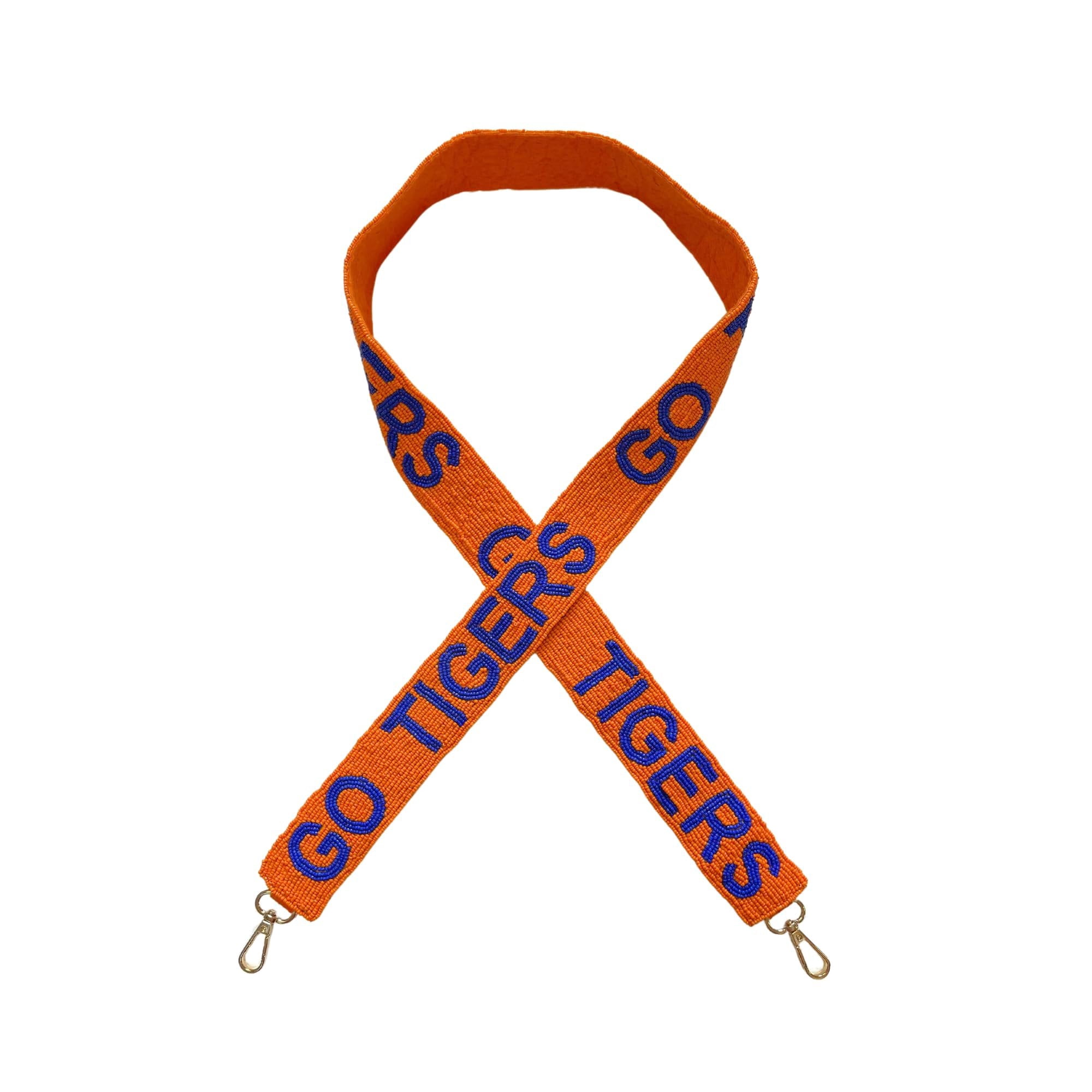 Lashicorn Go Tigers Beaded Purse Strap Detroit Orange and Blue Football for Clear Bag with Gold Hardware Sports Game Time Day Kentucky Stadium 49