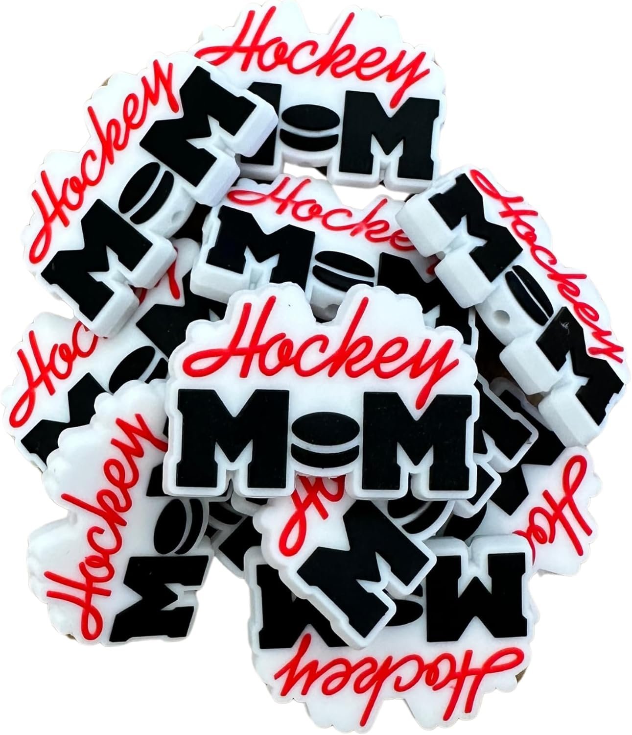 12 Pack Football Mom Silicone Focal Beads - 1.5" Sports Charms For Bracelets, Keychains, Pens, DIY Crafts 1 thumbnail image